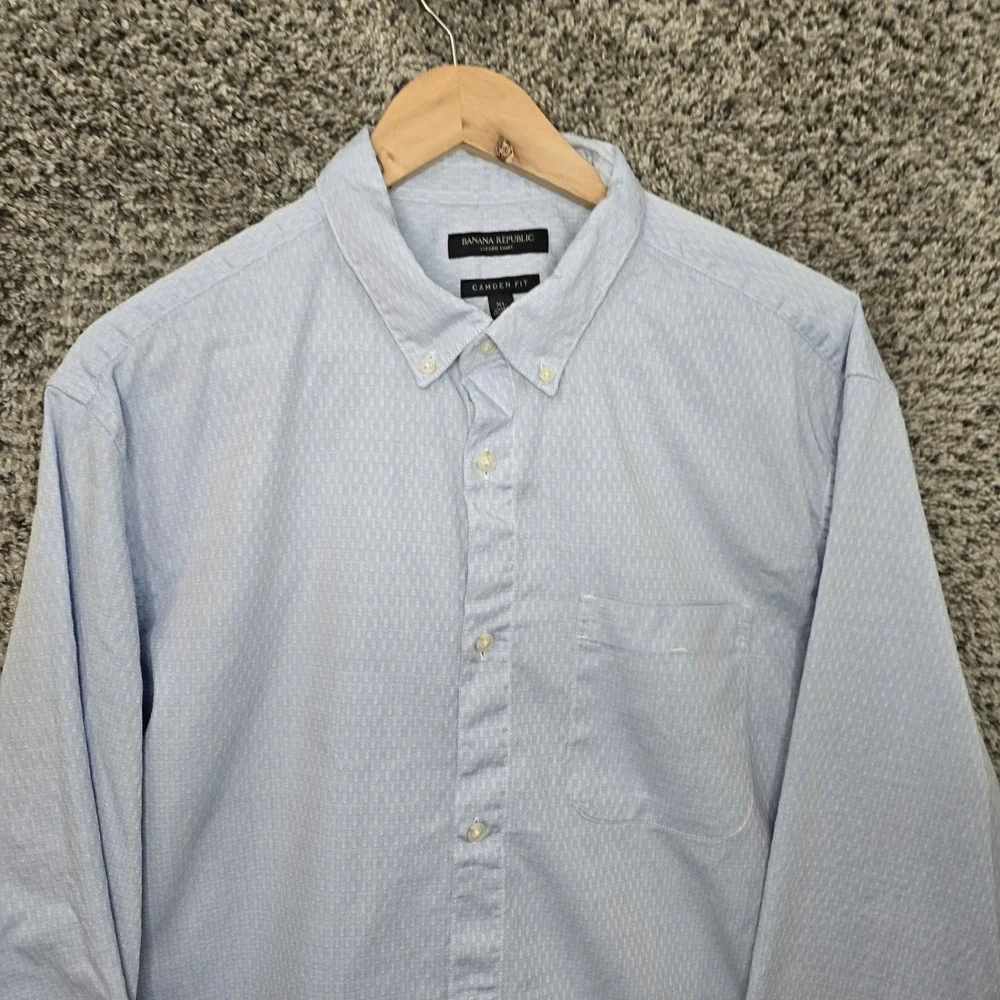 Banana Republic Dress Shirt Mens XL Blue‎ Button Down Oxford Camden Fit Cotton